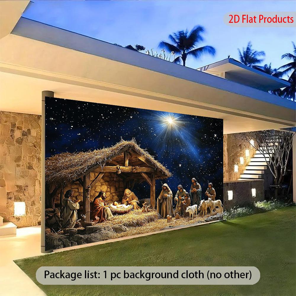 2D flat surface, 1 piece of banner background depicting the Nativity scene, UV printed for durabilityZL