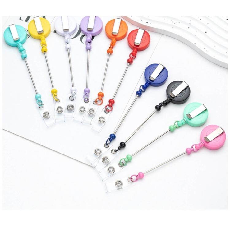 Portable Keychain with Retractable Beaded String Personalized Keyring Accessory