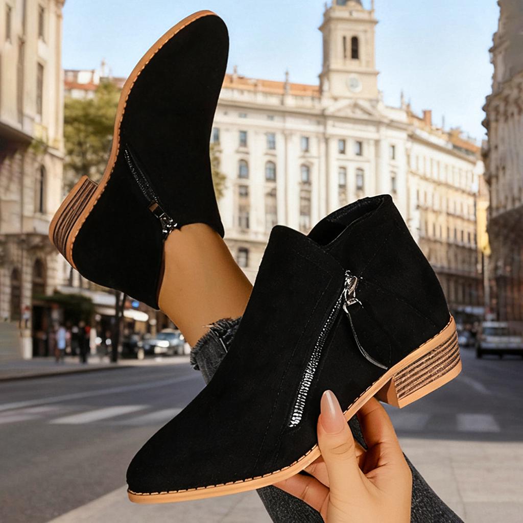 Unabhängige Station Wunsch Außenhandel Damenschuhe neu dicker Absatz große Größe Damenstiefel Wildleder Martin Stiefel niedriger Absatz Seitenreißverschluss kurze Stiefel Damen