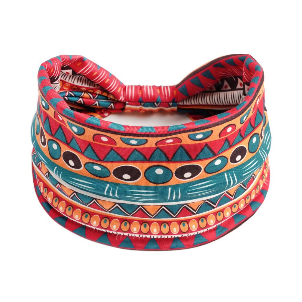 Bohemian Retro Print Yoga Headband: Wide African-Inspired Headscarf for Women