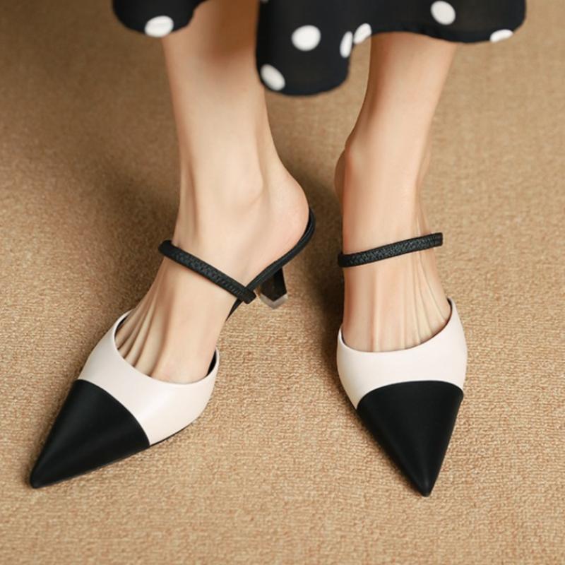 Pointed Toe Slipeprs Women High Heels Shoes Summer Sexy Sandals 2024 New Dress Pumps Slides Fashion Elegant Female Flip Flops