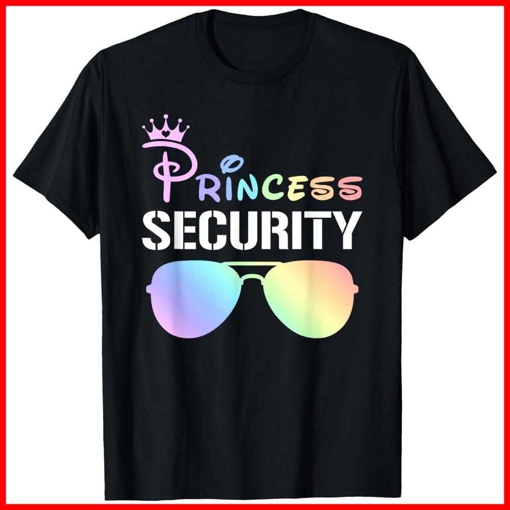 Princess Security Crown Squad Sunglasses Birthday Souvenir Black Cotton T-Shirt Unisex T-Shirt XL