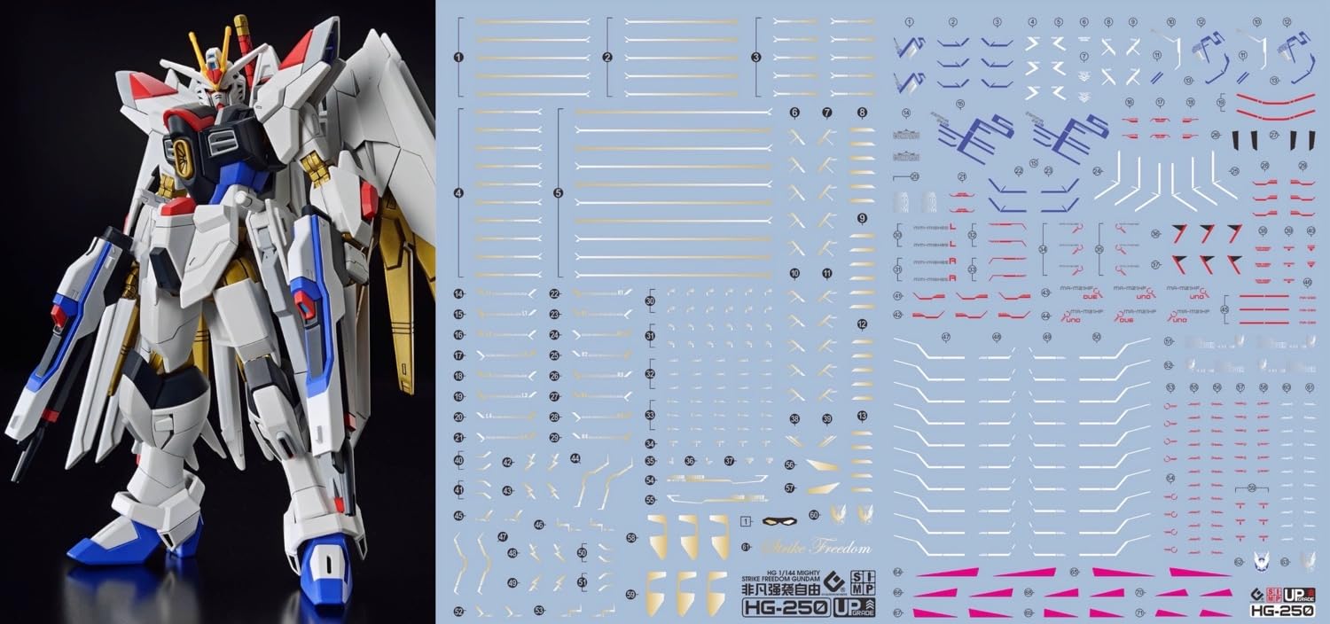 

HG RG MG PG RE MGSD Robot MS Decals Fluorescent HG Mighty Strike Freedom Gundam 2 Gold-plated!! Detail-up Water-transfer (Gold-plated + 1/144 Sheets)