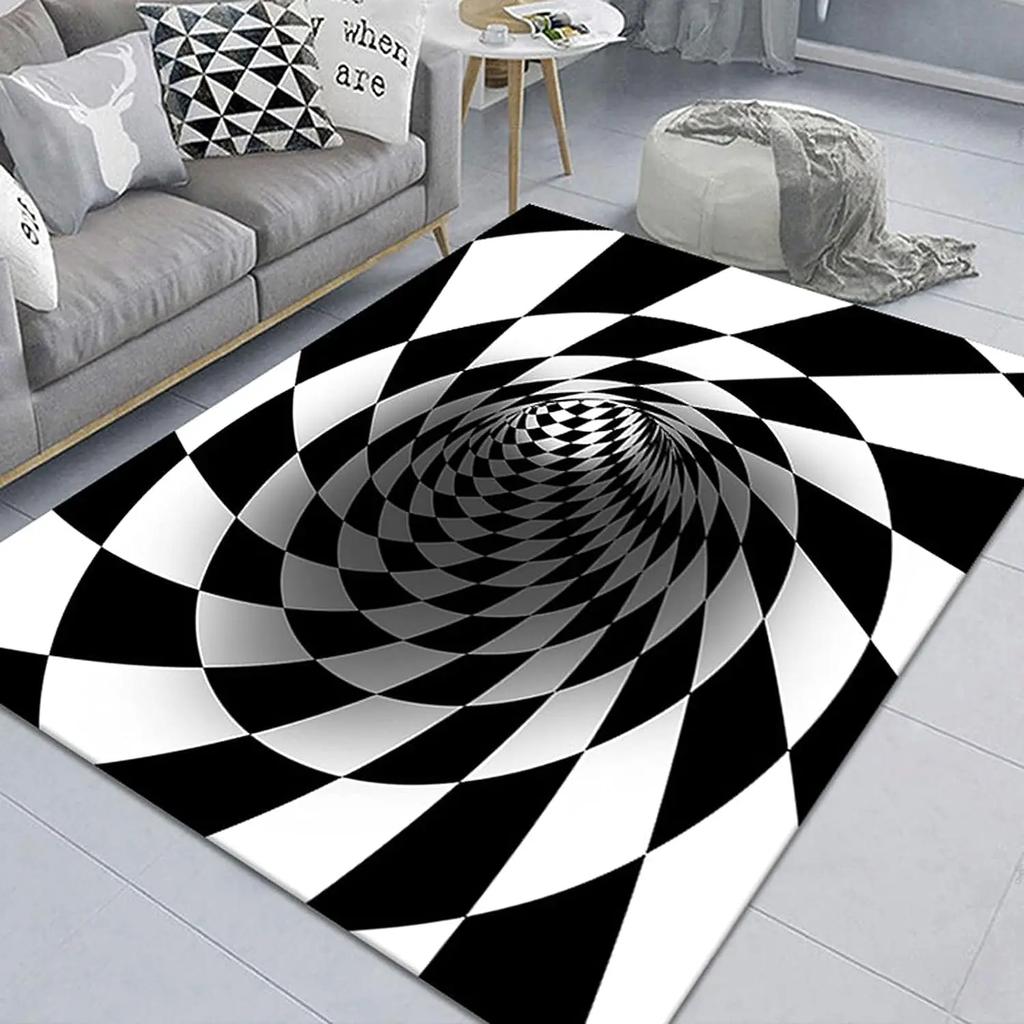 3D Vortex Illusion Carpet for Living Room Home Decorations Sofa Table Large Area Rugs Bedroom Bedside Foot Mat Non-slip Doormat