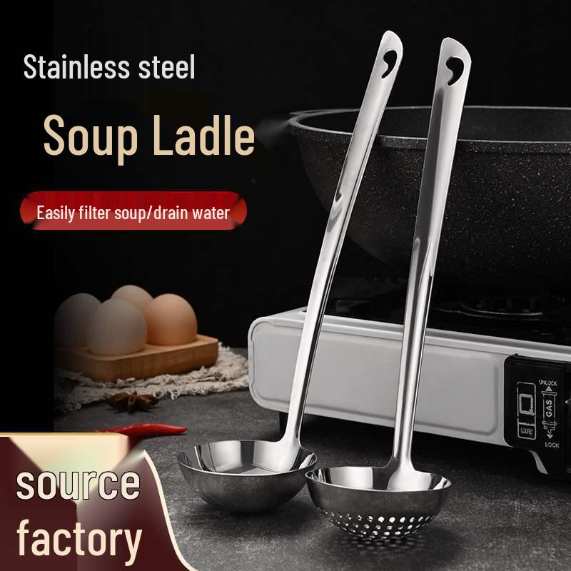 Long Handle Stainless Steel Hot Pot Skimmer Ladle for Soup and Porridge