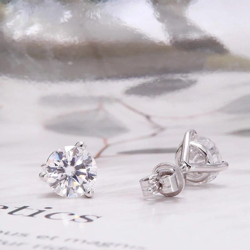 D color Moissanite Stud Earrings With GRA VVS1 4mm 6.5mm Silver 925 Real Classic Style Korean Trendy Women's Small Ear Stud