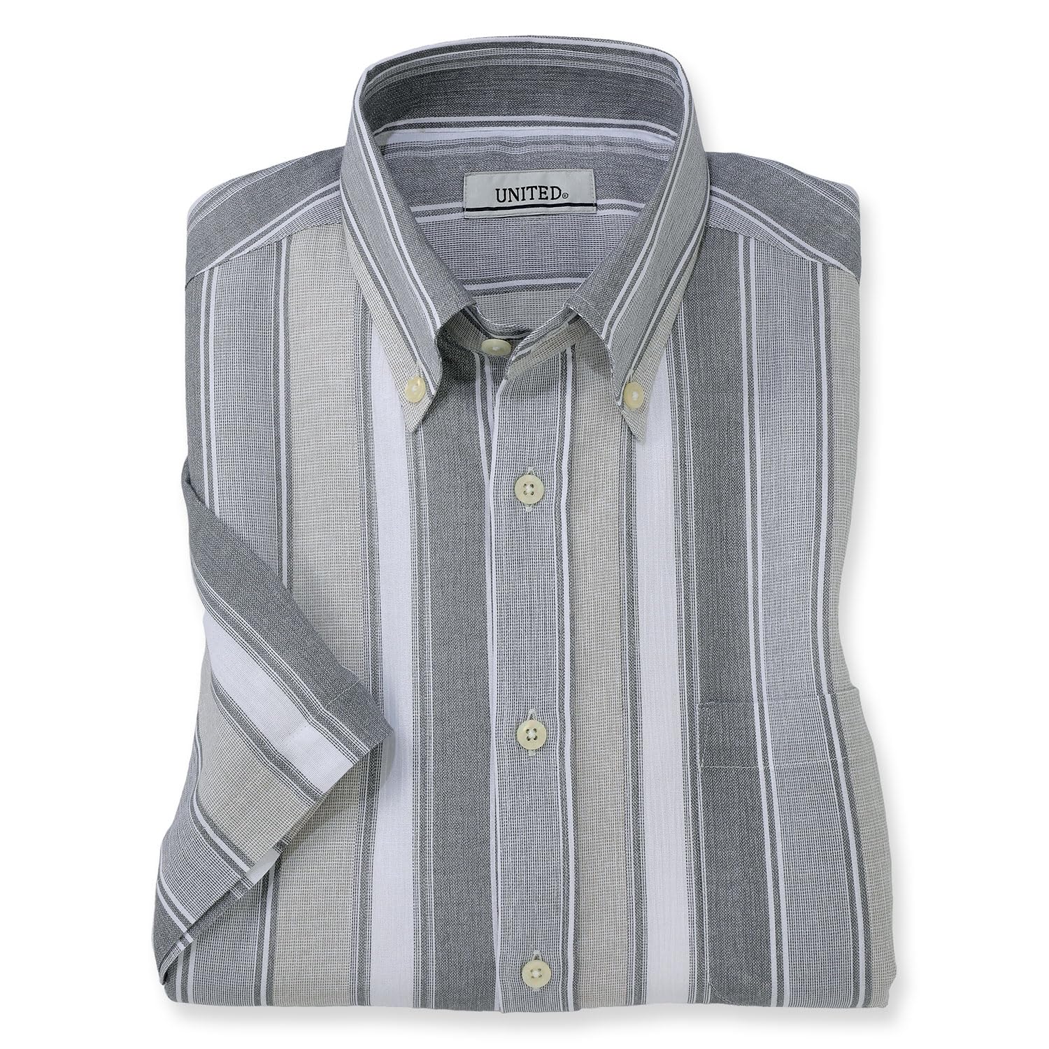 

сделано в для Takashima Chijimi Серебро [UNITED] Рубашка с коротким рукавом, Япония, мужская, на пуговицах, (JP, Алфавит, L, Серый)