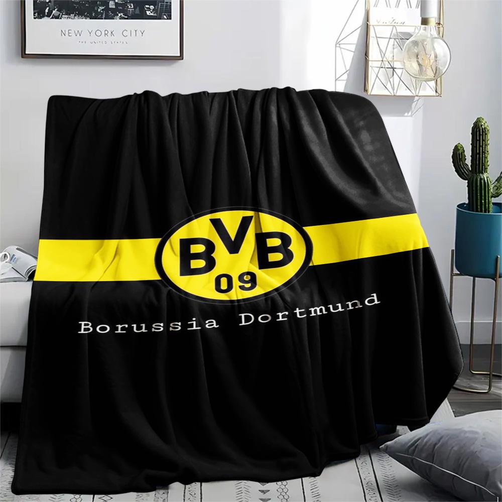1 szt. Koc Flanelowy z Nadrukiem Borussia Dortmund Wysokiej Jakości Ciepły Komfortowy Pokrowiec na Wszystkie Pory Roku Idealny na Prezenty Wystrój Domu