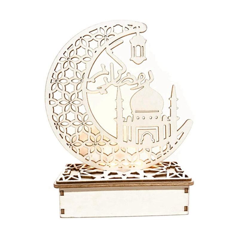 

Good-Ramadan Eid Mubarak Wooden Ornament Lights Decorations For Home Islamic Muslim Party Eid Al-Adha Decor Eid Ornament