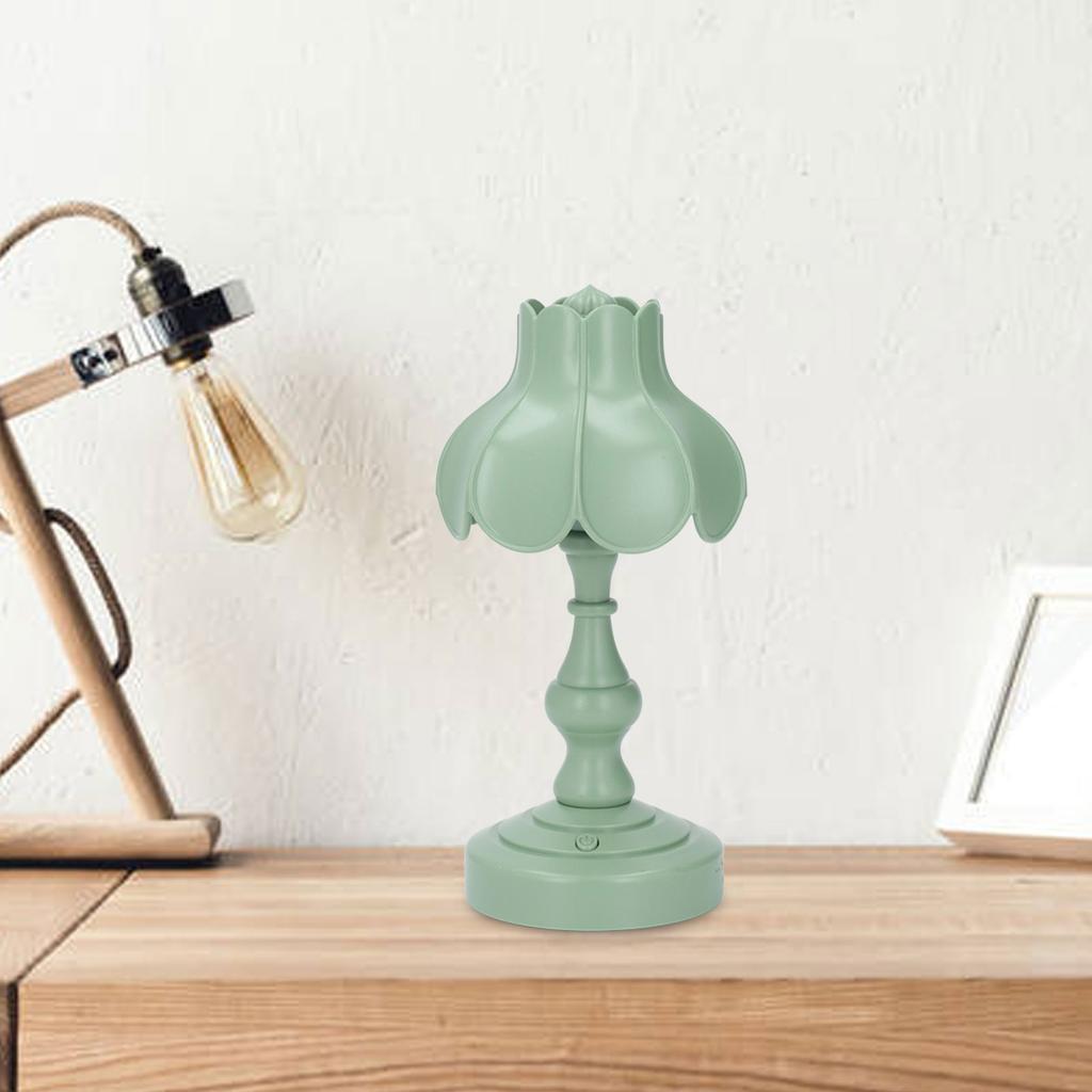 Flower Night Lamp Bedroom   Retro Table Bedside LED Eye Protective Light Rechargeable for Studying