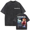 Vintage Washed Rapper MORA Album Tour 2026 Graphic T Shirt Men's Women Hip Hop Pop Music Fashion Short Sleeve Casual Clothing