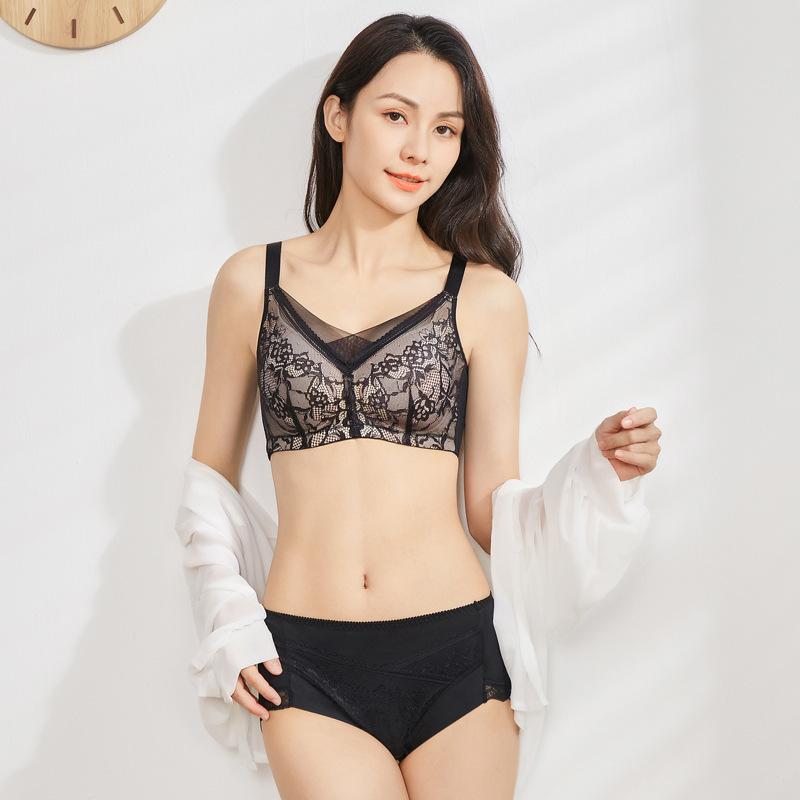 New Mesh Bra, Sexy Underwear, Big Breasts Show Small, Gather Large Size Breathable Panties, Bra.