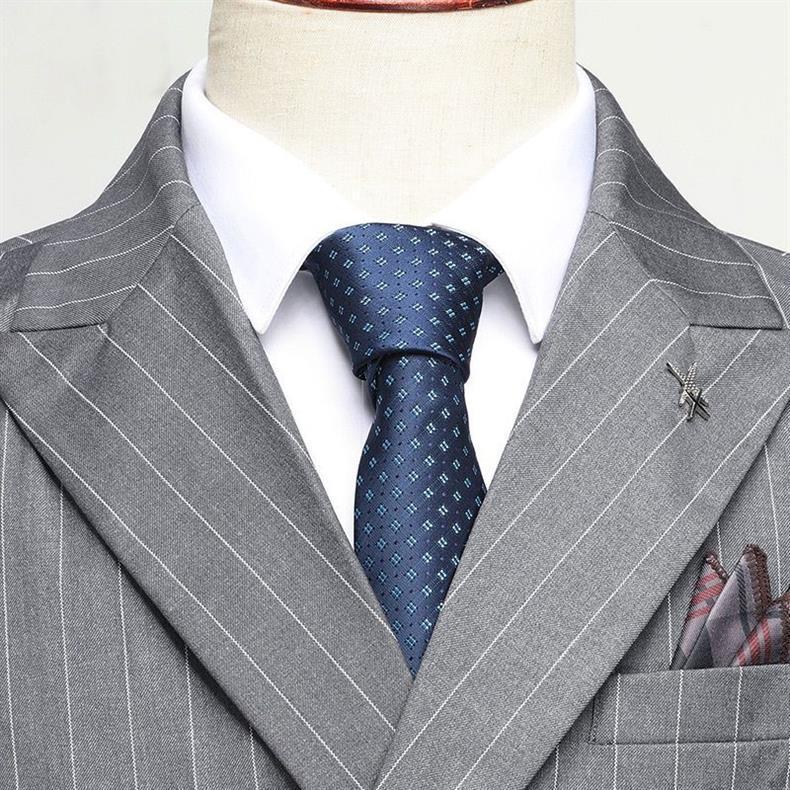 New Men's Slim Fit Double-Breasted British Stripe Suit - Perfect for Weddings & Groom Attire