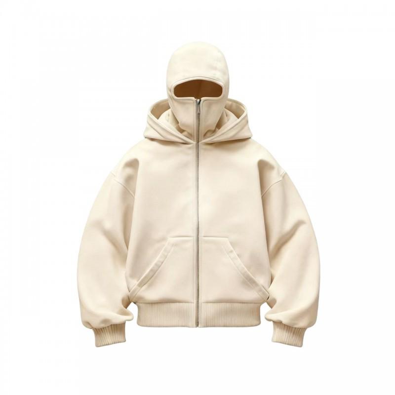 Mens Oversized Hooded Sweatshirt With Double-Layer Hood Fleece-Lined Zip-Up Pullover Fall