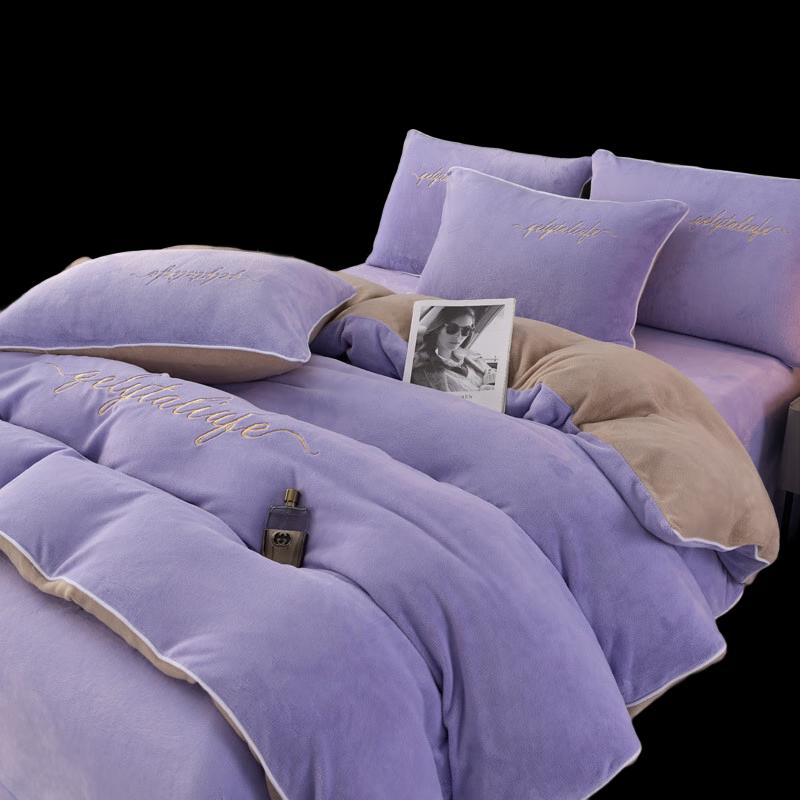 Однотонный комплект постельного белья из молочного велюра