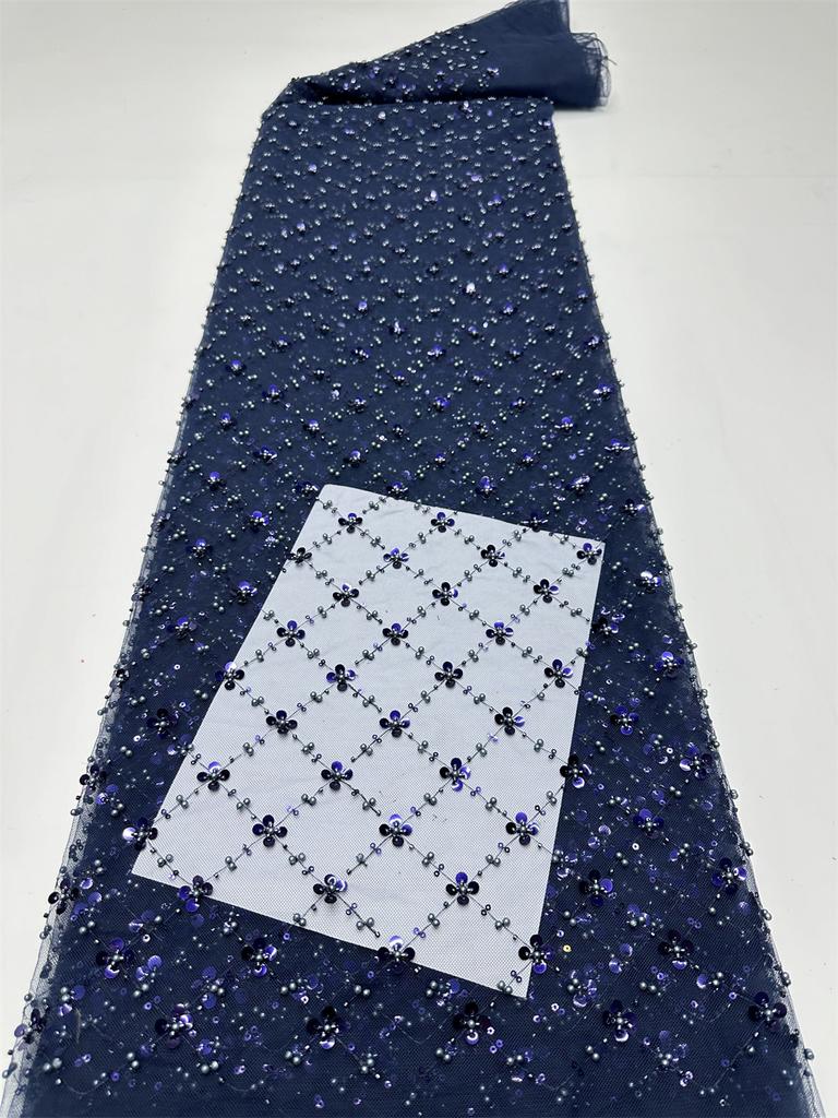 Gold African Tulle Lace Fabric 2025 French Net Sequins Fabric Sewing Embroidery With Beads Lace Tulle Mesh Nigeria Dress 5 Yards