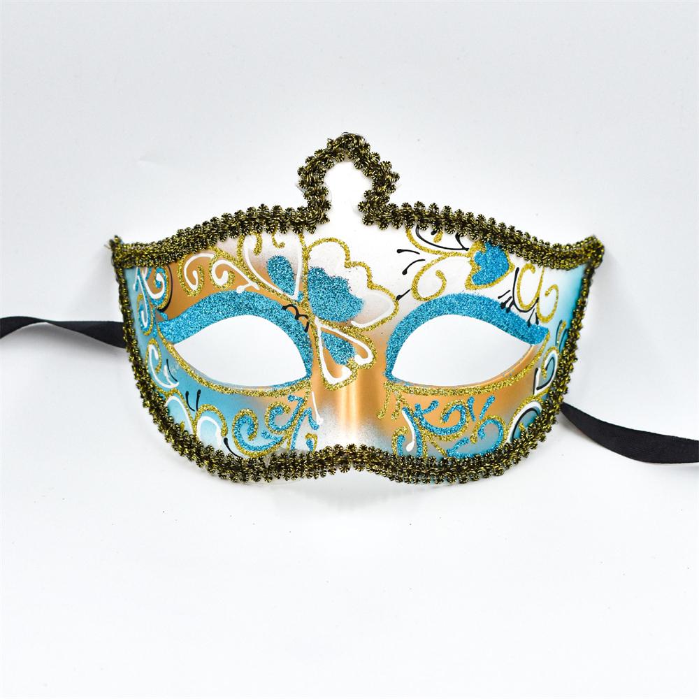 Party Bar Makeup Ball Half Face Men's Painted Gold Powder Mask Handmade Princess Mask Women's Handmade Dance Props