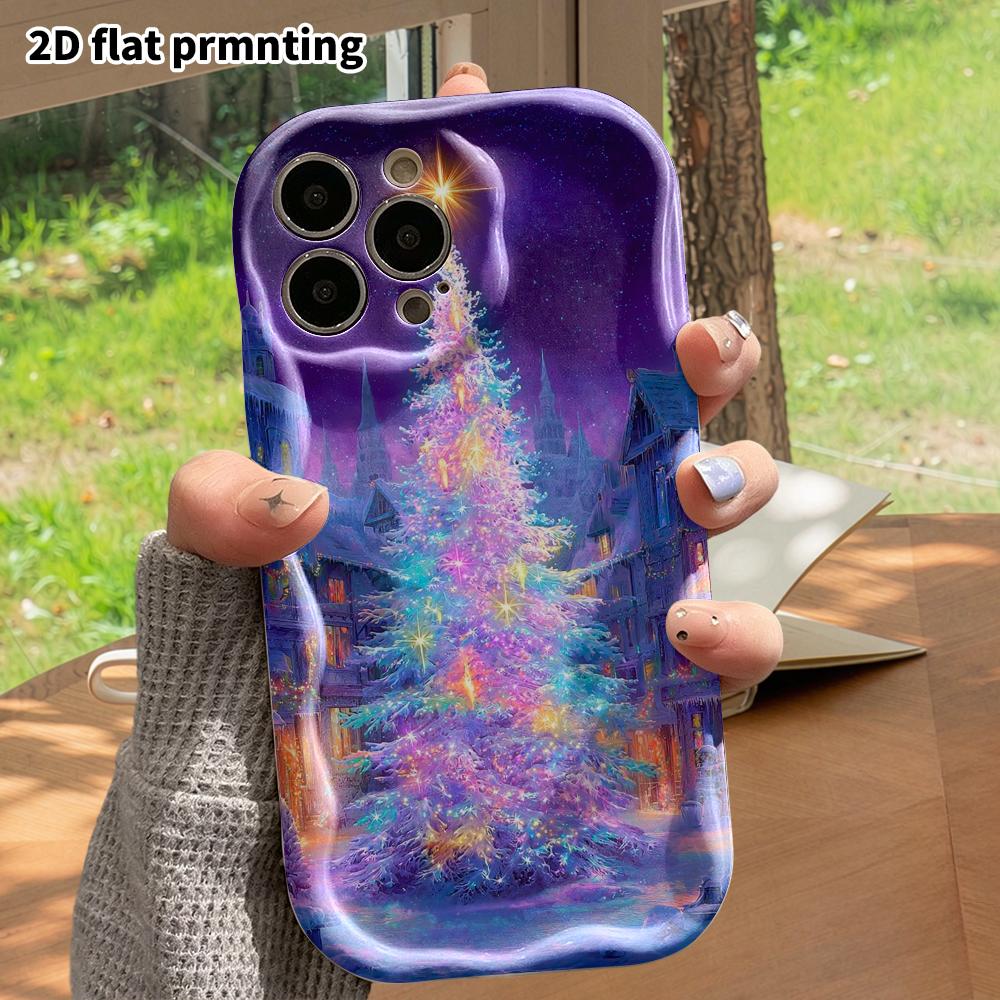 Phone Case: 2D Flat, Fits iPhone 12 Pro, 13, 14, 15, 16, 17, 18, Phone Decoration, Aurora Christmas Tree, Perfect Gift for Christmas and Halloween
