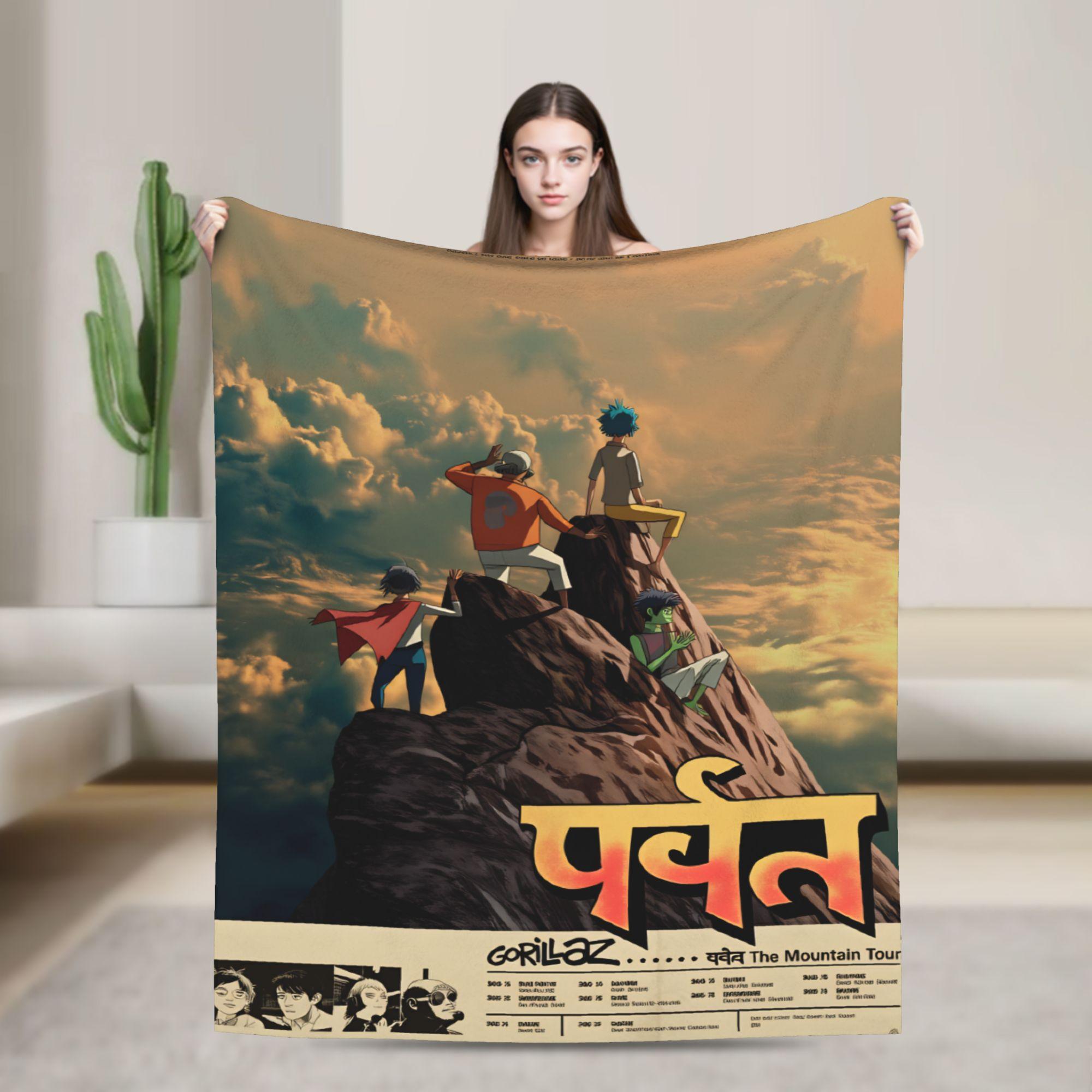 

Gorillaz The Mountain Tour 2026 Blankets Soft Fashion Plush Throw Blanket For Home Decor Camping Flannel Bedspread Bed Cover 75x90cm
