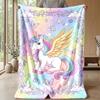 Rainbow Winged Unicorn Theme blanket Lightweight Warm Flannel Blanket Decorative Throw Blanket for Home Decoration