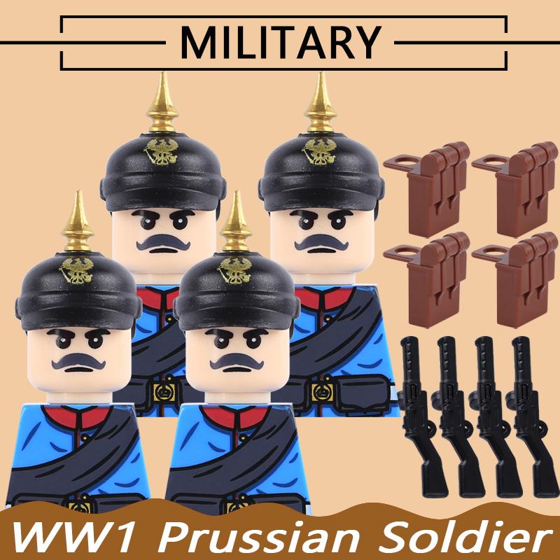 Военный Армия Первая Мировая Война Прусский Британский Солдат Строительные Блоки Гренадер Пулеметчик Кавалерийский Офицер Воин Аксессуар Кубики Игрушка