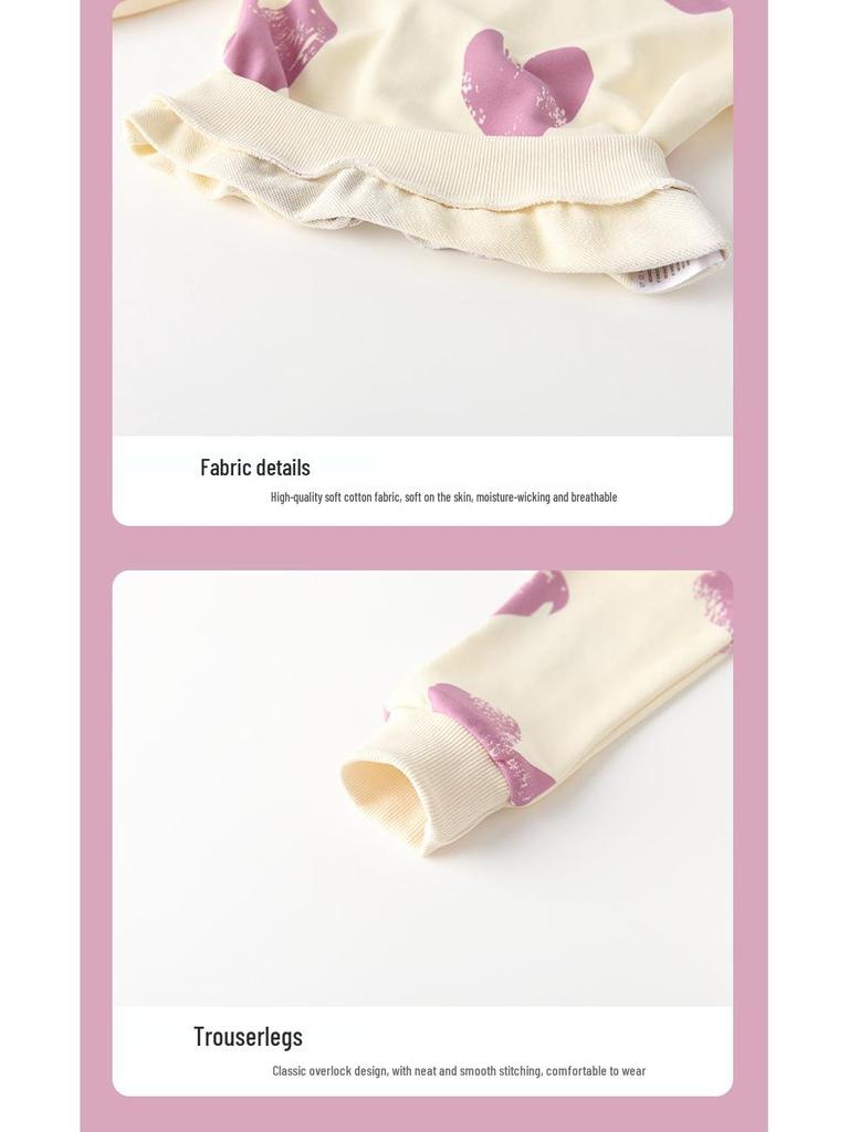 Malwee Girls' Hoodie Set - Stylish Casual Round Neck, Long Sleeve, Two-Piece Outfit for Autumn/Winter