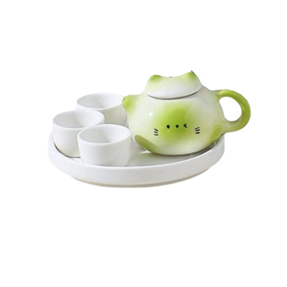 Chinese Style Milk Tea Lid Accessories Exquisite Ceramic Cat Ear Pot  Hotel