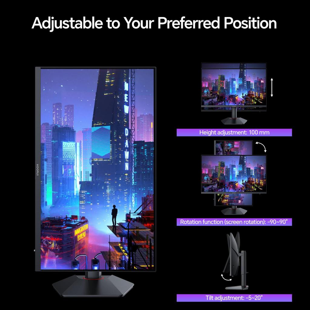 Monitor da Gioco KOORUI G2721E da 27 Pollici - Monitor PC IPS Veloce da 320Hz - 1ms - HDR400 - 98% DCI-P3 - HDMI 2.1 e DisplayPort 1.4