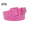 Women Belt Multi Holes Adjustable Length Square Buckle Faux Leather Waistband Jeans Dress Coats Candy Color Belt
