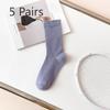 5 Pairs of All Cotton Long Stack Socks for Women In Autumn and Winter
