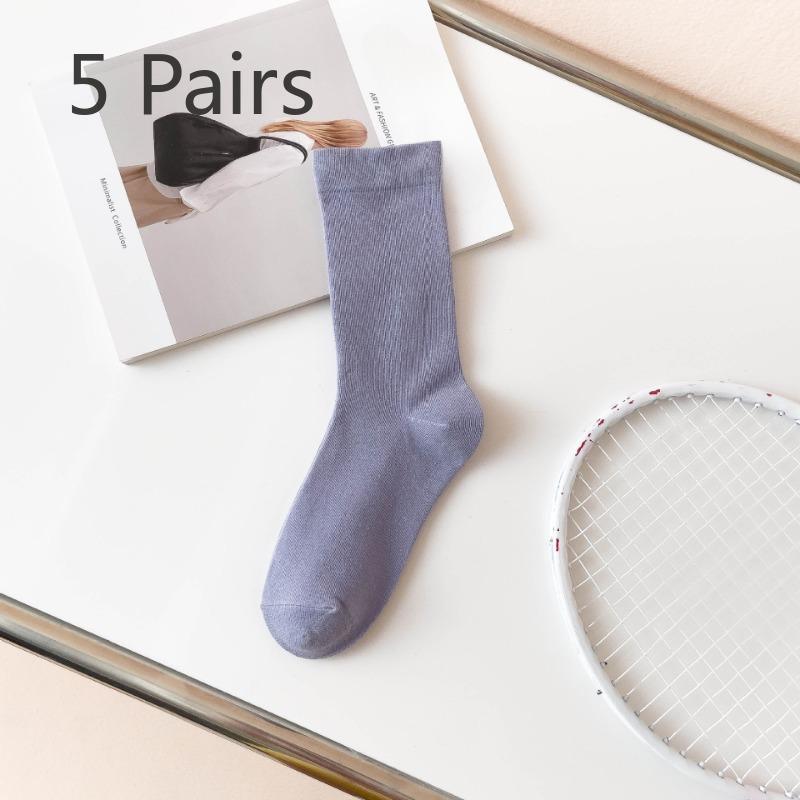 5 Pairs of All Cotton Long Stack Socks for Women In Autumn and Winter