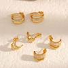 Light Luxury Geometric Stainless Steel Earrings With Zirconia For Women