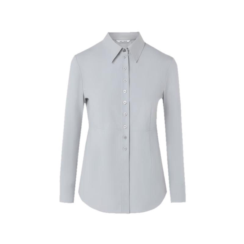 Langzi Women s Elegant Waist-Cinching Commuter Blouse S