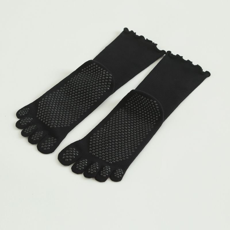 

Yoga Socks Women s Professional Pilates Socks Non Slip Knee Socks Split Toe Pressure Sports Fitness Indoor Toe Socks 02118 Pure Black Ear Yoga Socks