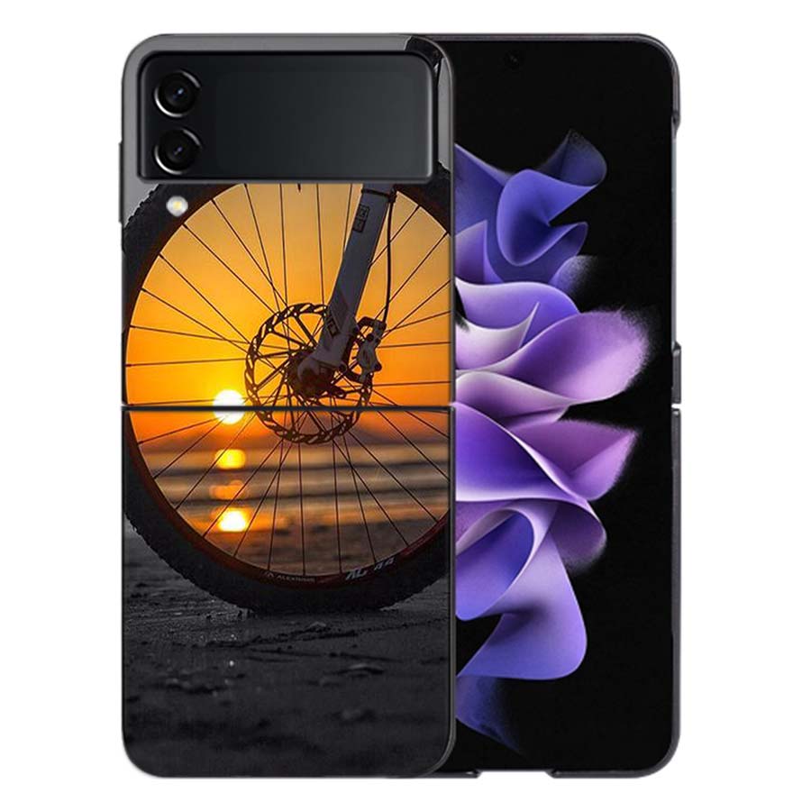 Beautiful Sunset and My Bicycle Phone Case For Samsung Z Flip 6 7 5G Galaxy Z Flip 5 4 3 5G Cases Shockproof Hard Cover TPU
