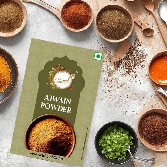 Chounk Gewürze 100% Natur Ajwain Pulver 200 Gramm Konservierungsstofffrei Karambolsamen Bischofskrautpulver Packung mit 2 x100 Gramm