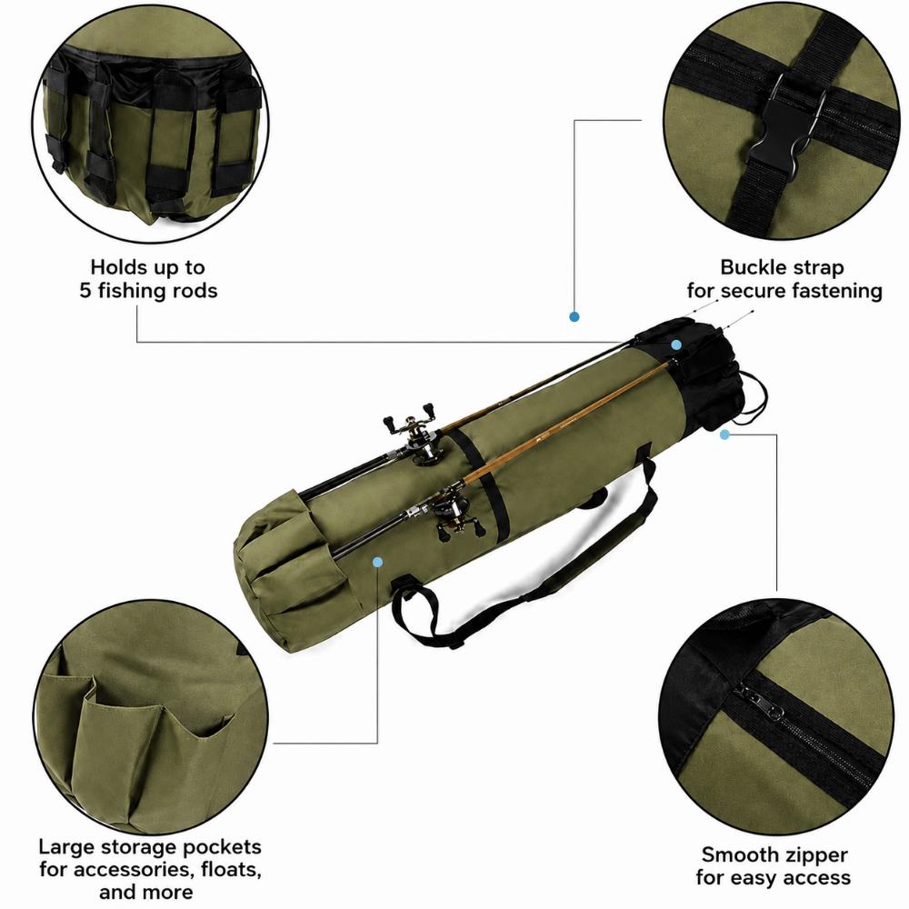 Foldable Fishing Pole Bag Large Capacity Fishing Rod Case Durable Fishing Rod Bag  Fishing Trip