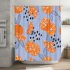 Vibrant Orange Slice Shower Curtain for a Fresh Bathroom, Featuring Juicy Oranges and Leaves On a Light Blue Background