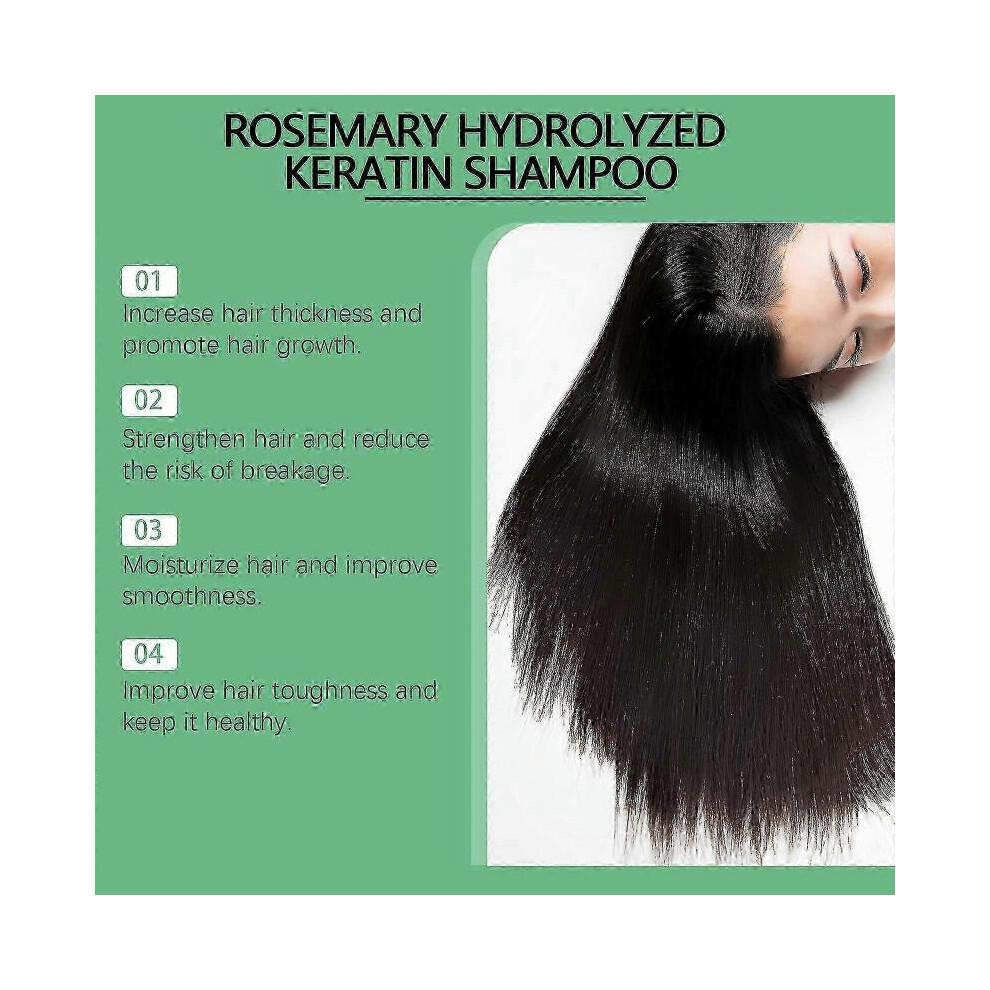 Bio-Shampoo mit Rosmarin für das Haarwachstum, hydrolysiertes Keratin, verdickend und stärkend, pflegt das Haar geschmeidig.