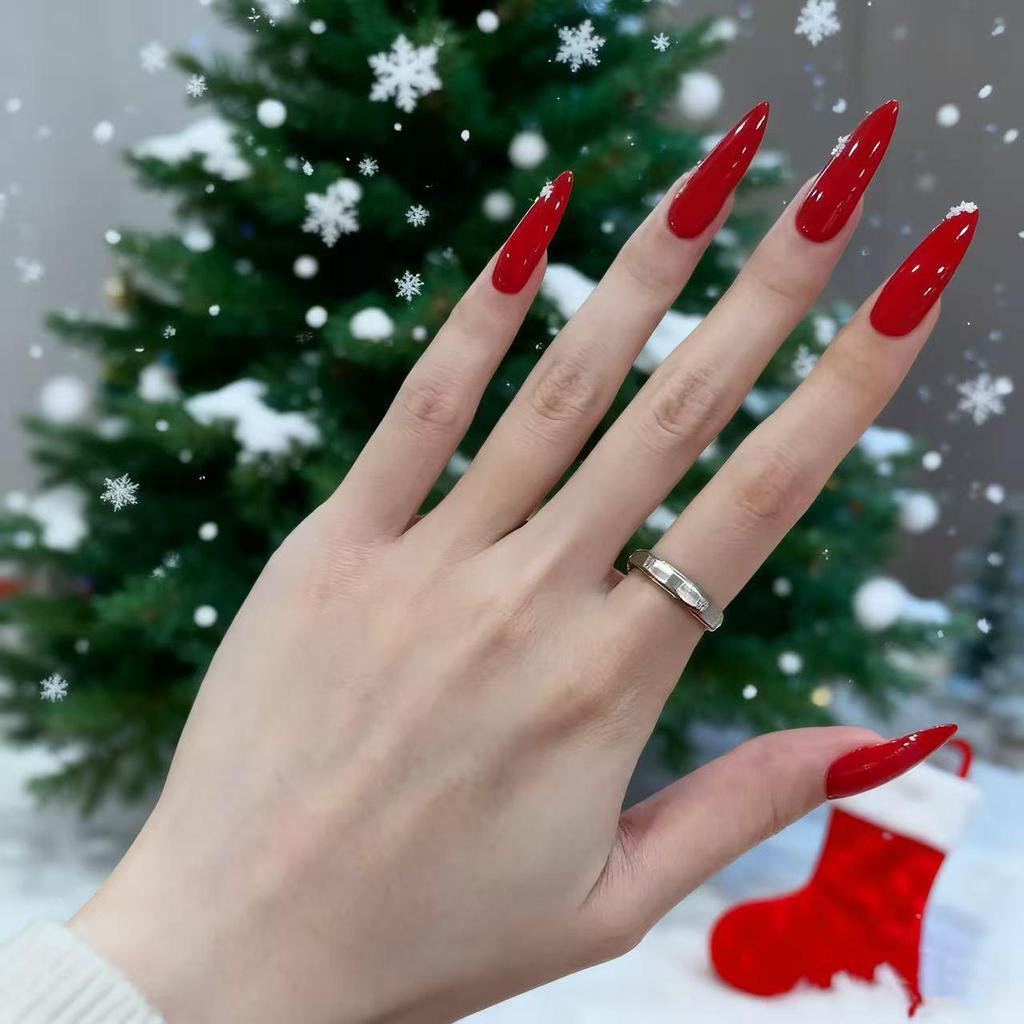 24pcs Long Red Stiletto Nails - Autumn/Winter Collection, High-Grade and Simple Design