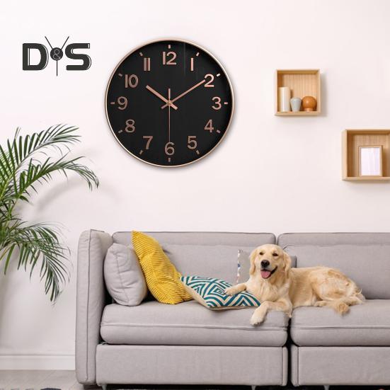 Ceas de perete Mișcare cu cuarț Afișaj clar Numere mari 3D Funcționare silențioasă Ceas fără ticăituri alimentat de baterii