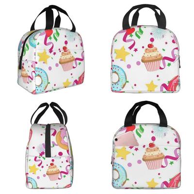 Playful Donut And Cupcake Insulated Lunch Bag for Kids School Cooler Thermal Food Box Tote Portable Lunch Boxes Container