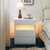 Mesas de Cabeceira LED Cômoda de 3 Gavetas para Quarto Mesa Lateral com Placa de Acrílico Mesas de Cabeceira LED para Quarto Sala de Estar Móveis de Cabeceira (Branco)