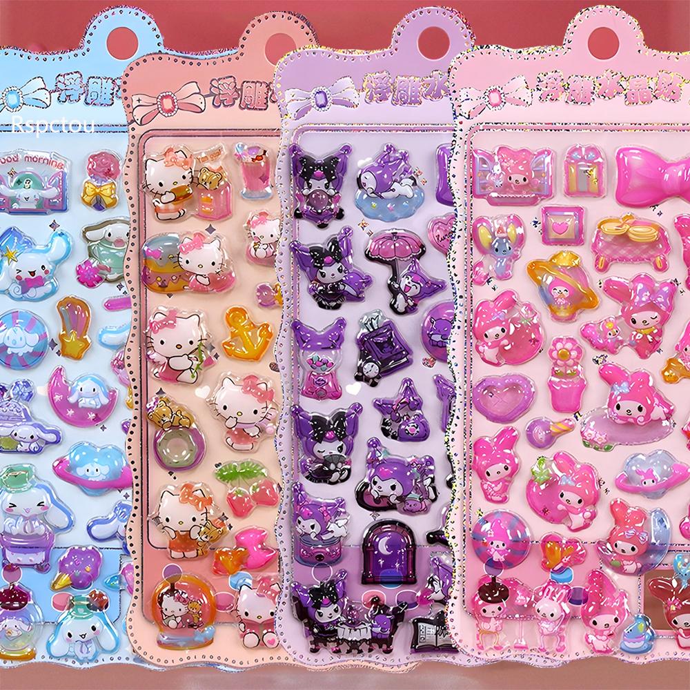 4pcs Cute Sanrio Kuromi My Melody Bubble Stickers Cartoon 3D Relief Puffy Sticker DIY Luggage Notebook Phone Decals Decoration