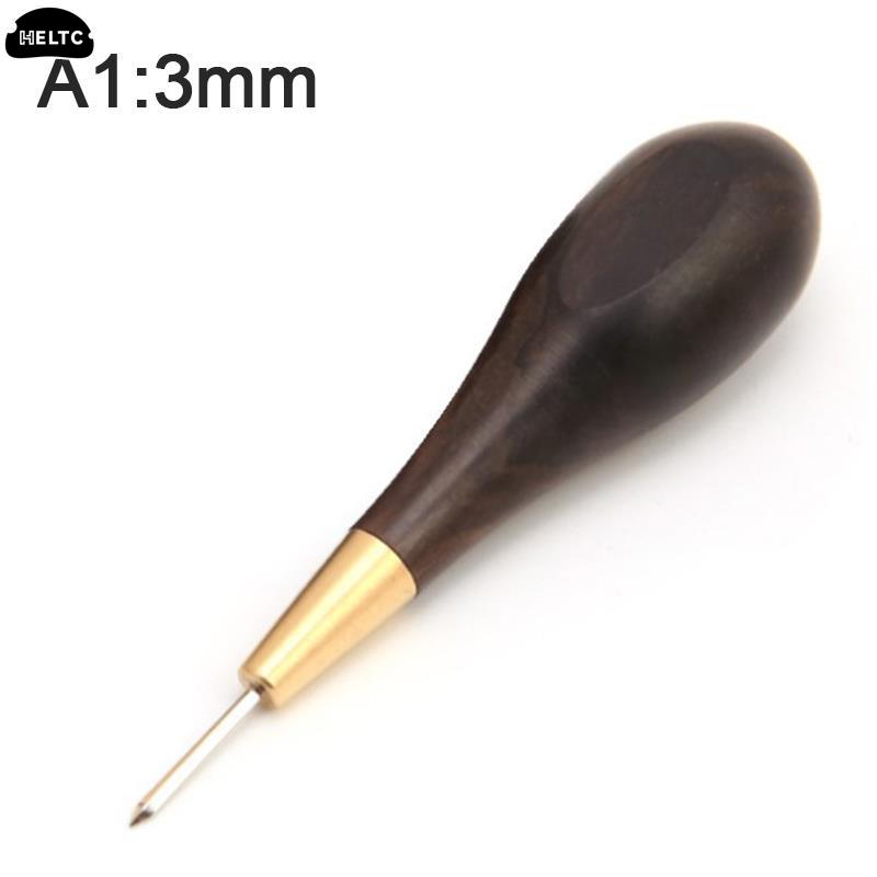 High 1pc Leather Stitching Awl Diamond Shape Ebony Blackwood & Brass Craft Tool Hand Sewing Awl DIY Stitcher Taper  Sewing Tool