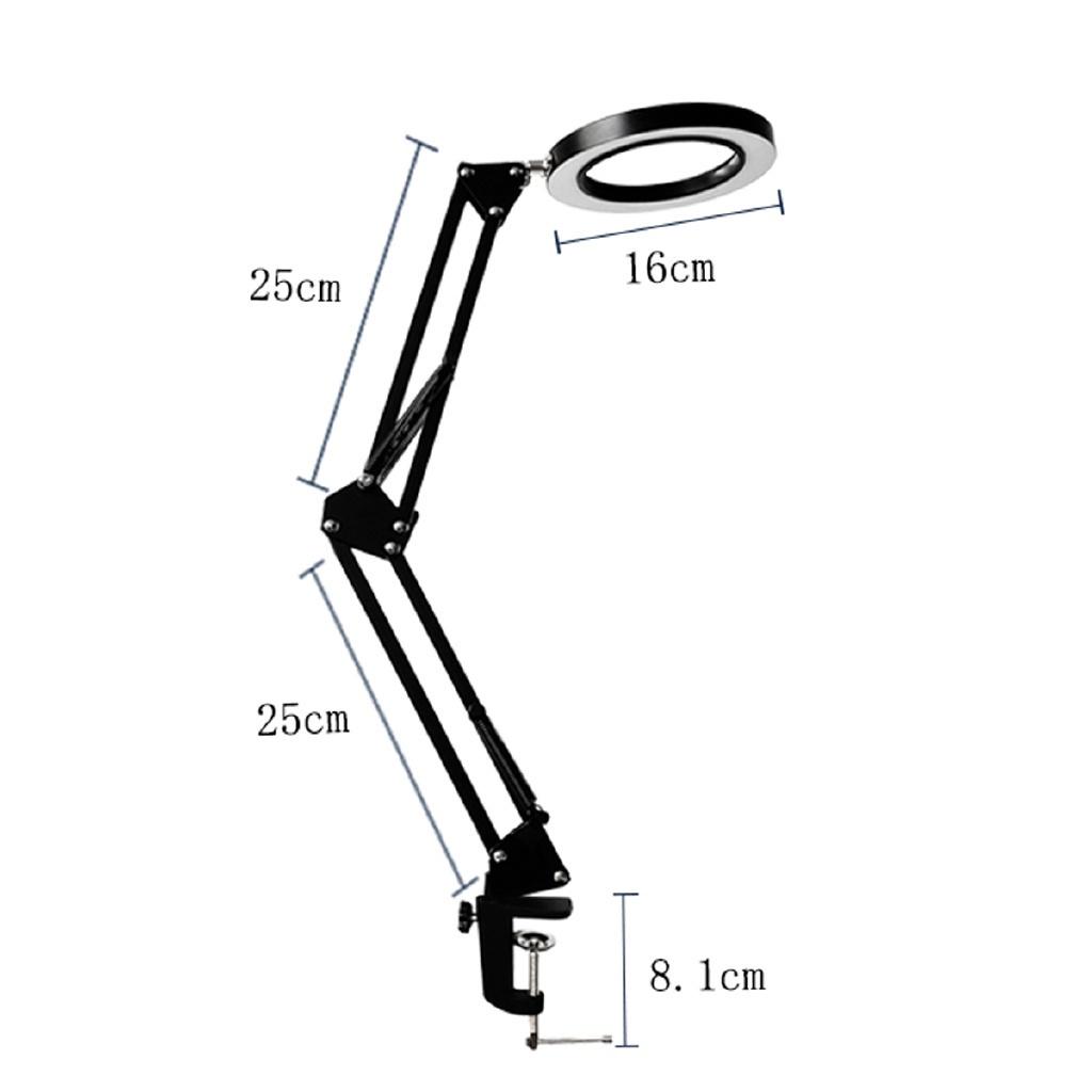 12W USB5X White/Black Folding Magnifier Table Clamp Soldering Third Hand Tool 3 Colors LED Illuminated Lamp Magnifying Glass