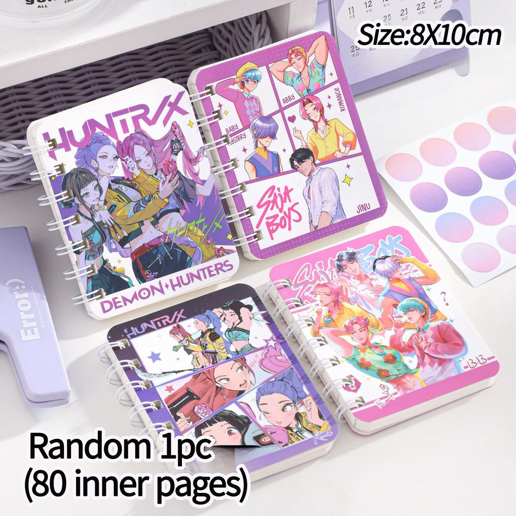 Kpop Demon Hunterix Caderno Chaveiro Pingente de Mochila Conjunto de Canetas para Estudante Maquiagem Corrente Adesivo Padrão 3D Kpop Anime Filme Presente