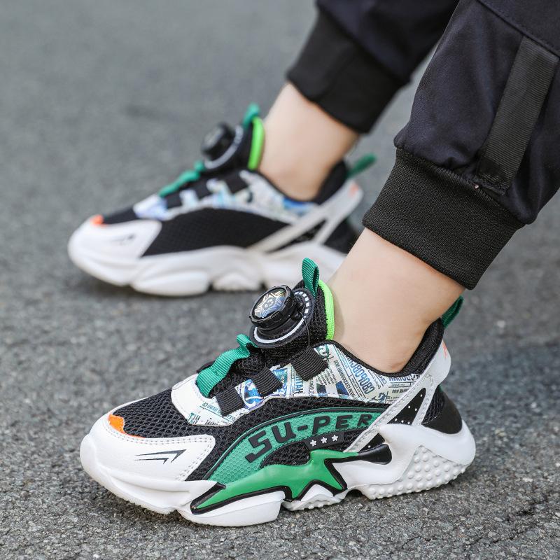 

2025 summer new double mesh breathable fashion sports shoes medium and large boys soft-soled shoes 28