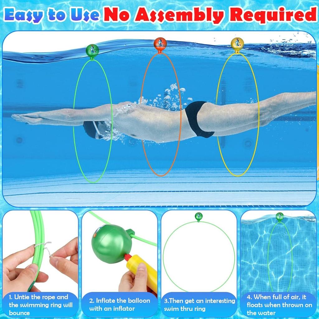Pool Diving Swim Thru Rings Toys for Kids High Stability No Assembly Required Pool Toy Swim Hoops Underwater Swim Thru Diving Ring Water Training