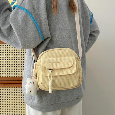 Damen Große Mehrzweck-Cord-Schultertasche, Cord-Notizbuchtasche, Cord-Einkaufstasche für Schüler, Lässige Cord-Mama-Tasche